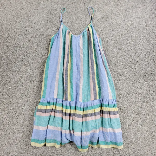 Rails Womens Ari Dress Small Blue Jamaica Stripe Spaghetti Strap V Neck Sundress - Image 14