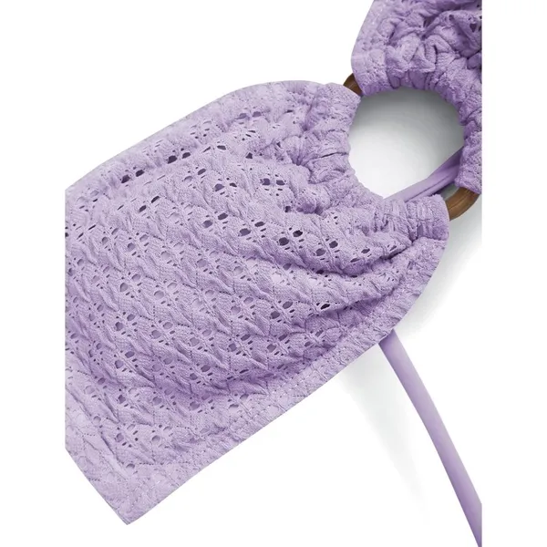 ZAFUL Lavender Bandeau Bikini Strapless O Ring Lace Knit Two-Piece Swimsuit SMAL - Image 3