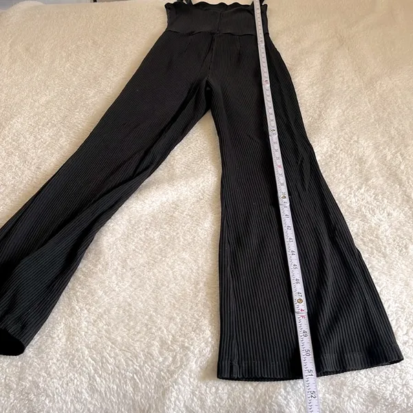 Reformation Ribbed Knit‎ Wide-Leg Jumpsuit Black XS - Image 9