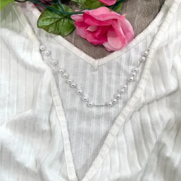 Feminine Date Night Girls Night Out Party Shower Winter V-Neck Low Back Twee Top - Image 5