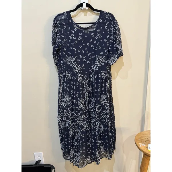Sundance Brieia Bandana Print Sheer Button Front Dress Size Medium Paisley - Image 3