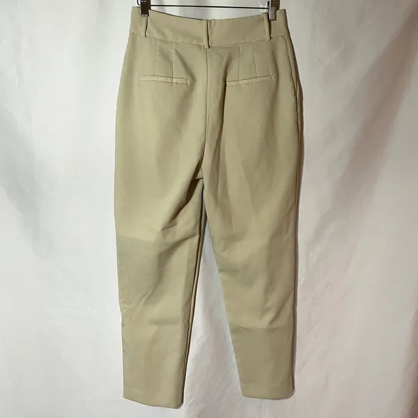 Zara beige business casual trousers women's size large pockets pleated‎ front - Image 4