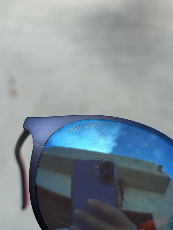 Gucci GG0504S-003 blue mirrored 52mm round unisex sunglasses - Image 11