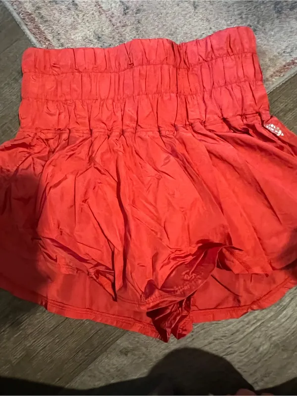 Free people movement way home Red Orange Smocked Waist Mini Skirt - Image 5
