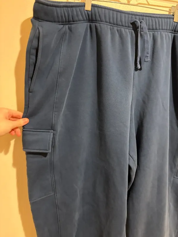 Girlfriend Collective Cargo Sweatpants Blue Straight Leg - Image 6