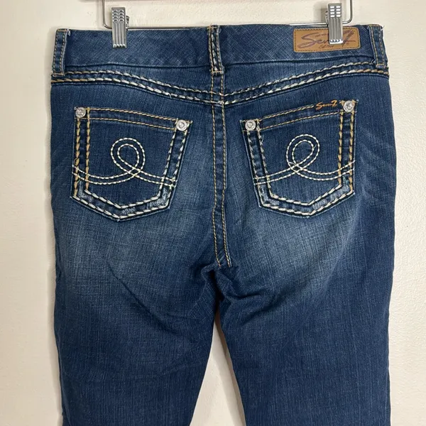Seven7‎ dark wash skinny denim jeans size 10 ladies cute festival - Image 5