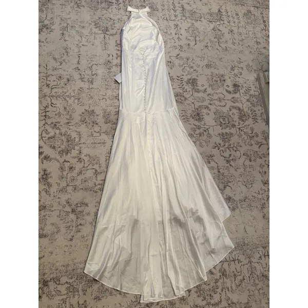 Lulus Eternity Together White Satin Halter Mermaid Maxi Dress Size Large Bridal - Image 5