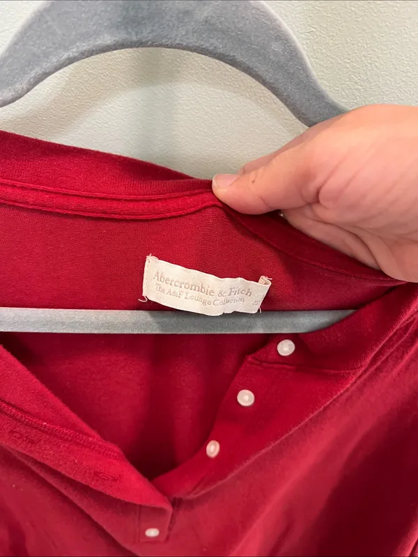 Abercrombie & Fitch Long-Sleeve Henley in Deep Red - Image 2