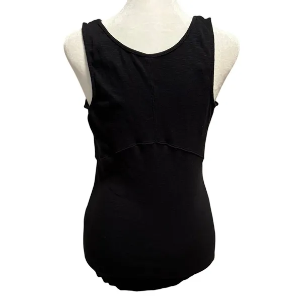 NEW Free People Size M Emmy Lou Lace Up Ribbed Tank Top Black - Image 2