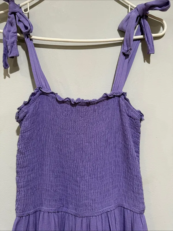 Lavender Tie-Shoulder Smocked Maxi Dress - Image 2