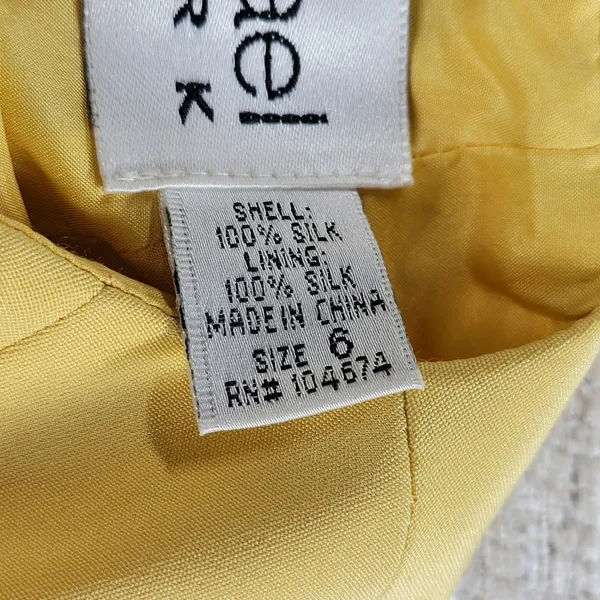 b Michael NY Silk Sheath Dress Size 6 Butter Yellow Scalloped Hem Classic Chic - Image 9