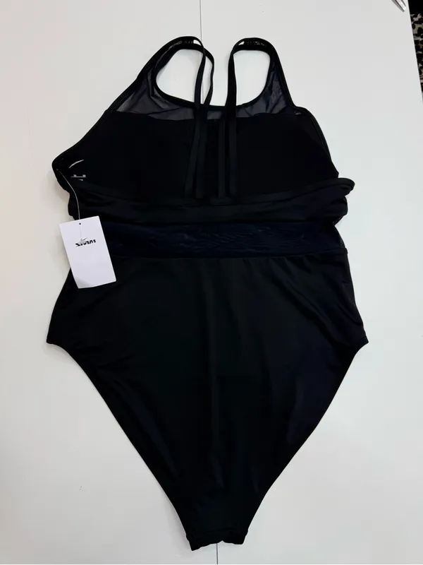 Nike Black Mesh-Inset High-Neck One-Piece Swimsuit size XL - Image 5