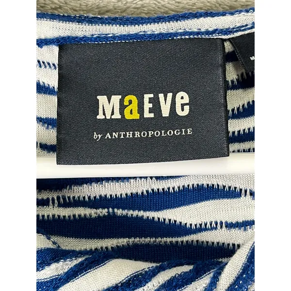 Maeve XS Blue White Zebra Stripe Puff Sleeve Top Coastal Preppy Feminine Dainty - Image 5