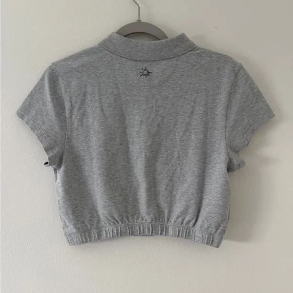 NWT Aerie Courtside Bubble Hem Cropped Polo Preppy T-shirt size medium - Image 7