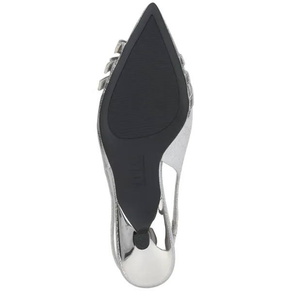 NEW INC International Concepts Pumps Kitten Heel Silver Crinkle Gray 7.5M - Image 2