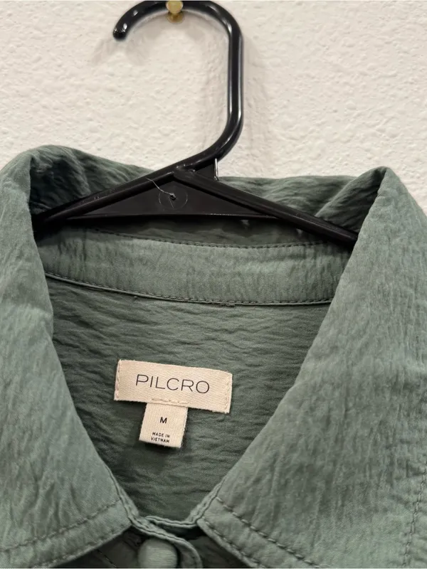 Pilcro Anthropologie Pintuck Tunic Shirt Dress Olive Green Medium - Image 5