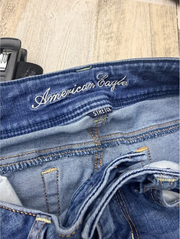 American Eagle Womens 6 Regular Stretch Skinny Jeans Double Button Distressed - Image 4