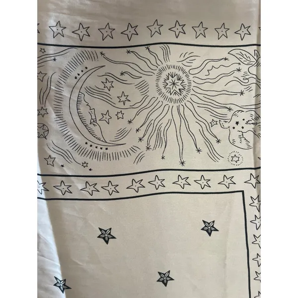 Celestial Printed SILKY Scarf Baby Pink Pale Pink MOON STARS BOHO FEMININE - Image 3