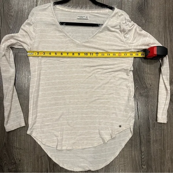 Abercrombie & Fitch A&F Long Sleeve V-Neck Striped Tunic Fringe Accent M - Image 9