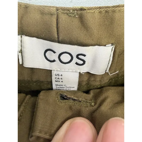 COS Womens Pants Brown Khaki Pleated Barrel Leg Cropped High Rise 4 - Image 4