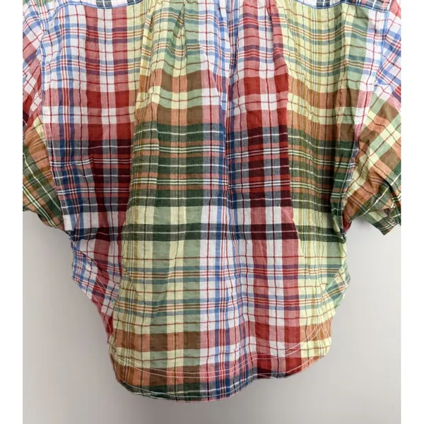 ANTHROPOLOGIE Pilcro Half-Sleeve Batwing Blouse Plaid Women's Size Medium - Image 6