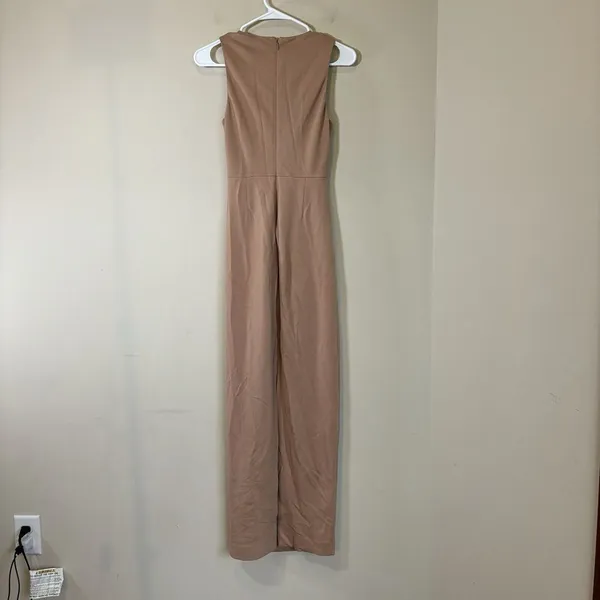 NBD Women's Small Long Dress Beige Nude‎ Cutout Slit Stretch - Image 7