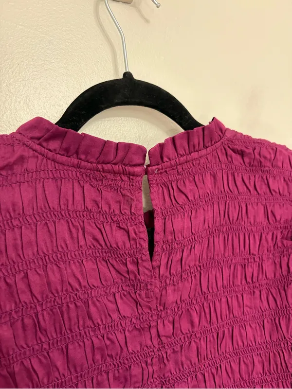 NEW GAP Smocked Ruffle Sleeve Mini Dress in Huckleberry - Size XL - Image 12