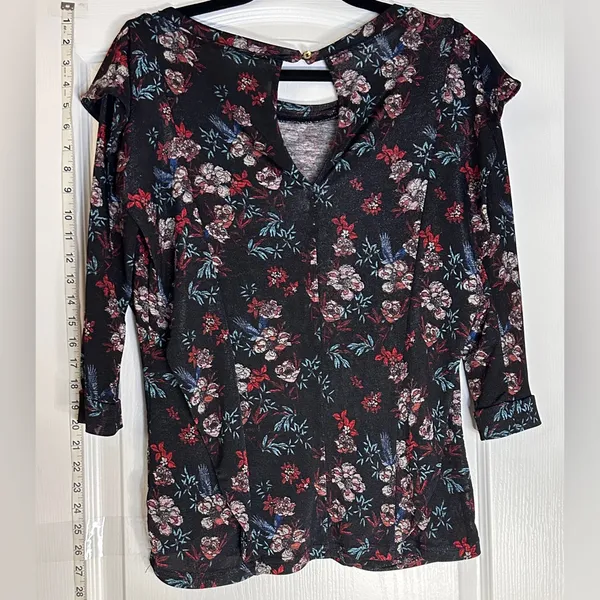 Free People Multicolor Floral Blouse, Medium - Image 5