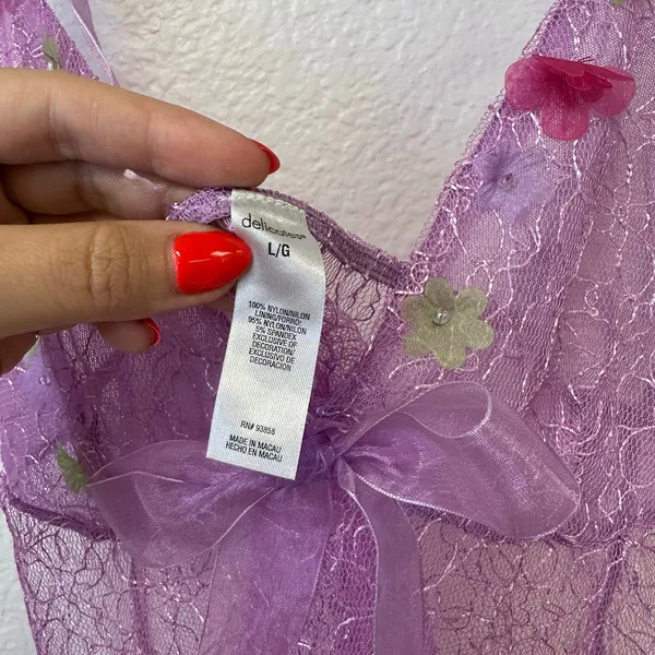 Y2k Delicates purple lace cami top 3D floral Bow fairy euro - Image 6