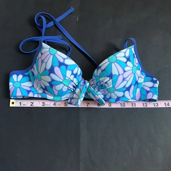 Aerie Bridget Blue & Purple Floral Underwire Padded Bikini Top. Size 34A - Image 4