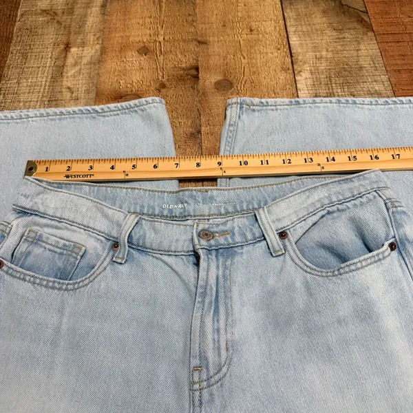 Old Navy Women's Light Denim Mid-Rise Baggy Wide Leg Jeans Sz 10 Busted Skater - Image 4
