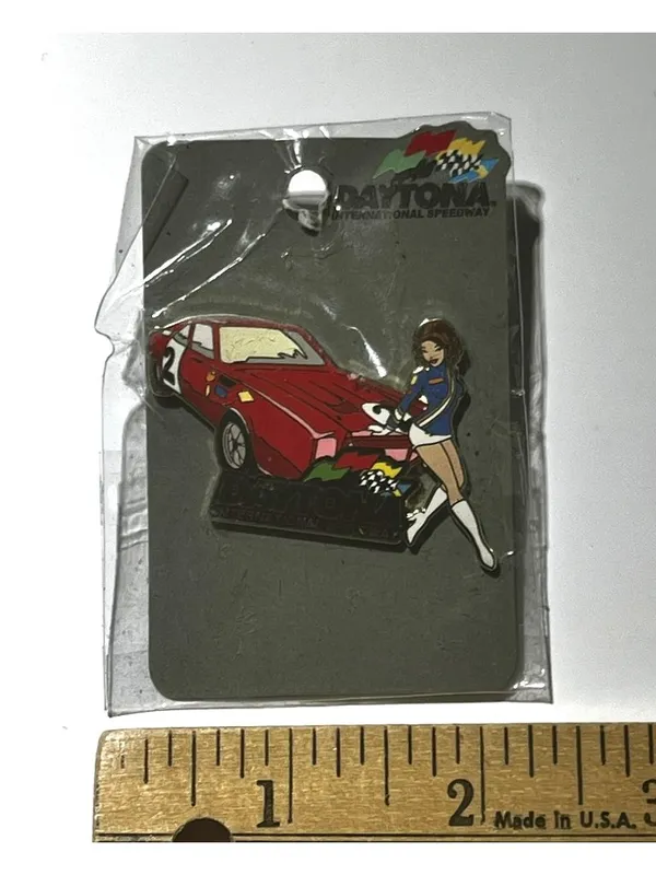 Daytona International Speedway Red Race Car Racing Girl Pin NASCAR Vintage RARE - Image 4