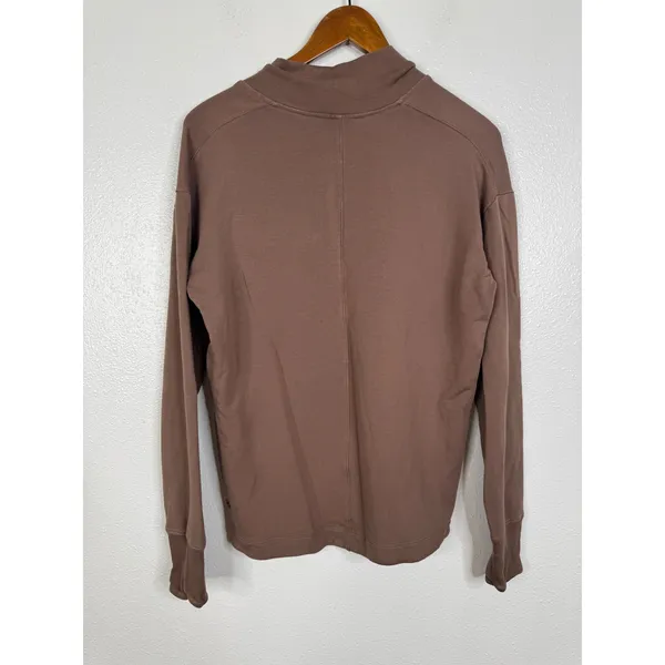 Athleta Coaster Luxe V-Neck Sweatshirt‎ Brown Mauve Fleece Pullover XS 466781 - Image 2