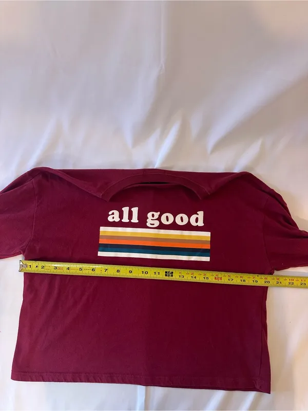 Forever 21 Maroon Cropped 'all good' Graphic Sweatshirt - Image 2