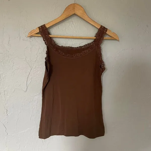 Brown‎ lace tank top y2kfashion Y2K basics capsule size Large - Image 2