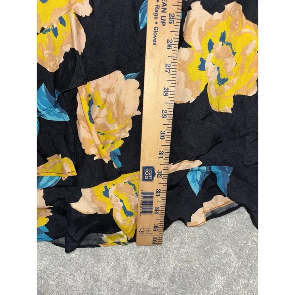 dolan silk dress medium floral knee length flutter sleeve‎ Lined Ruffle Detail - Image 6