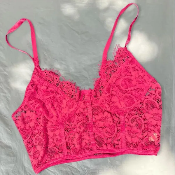 SHEIN Hot Pink Lace Corset Top - Image 2
