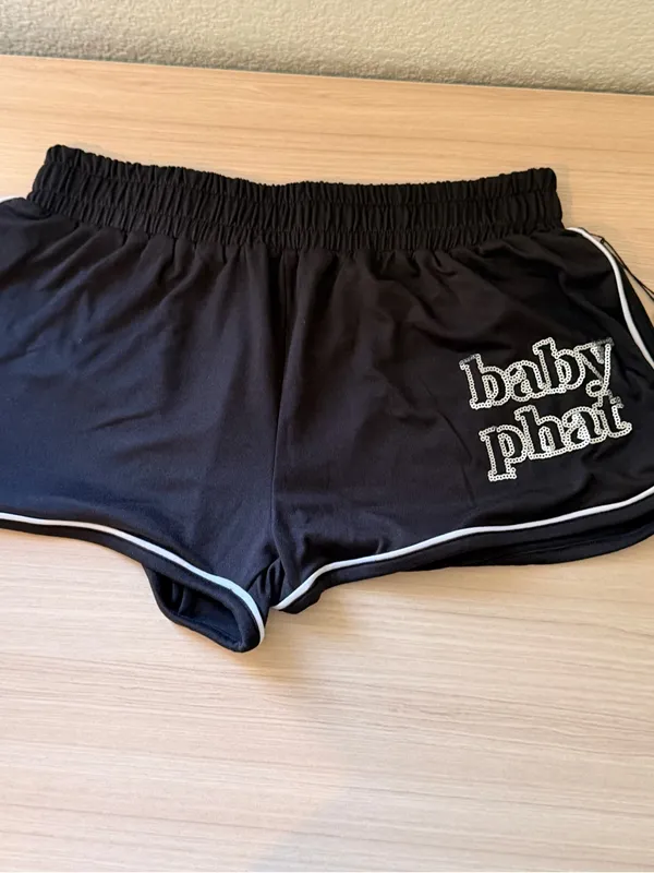 Baby Phat Black Athletic Shorts with White Piping - Image 7