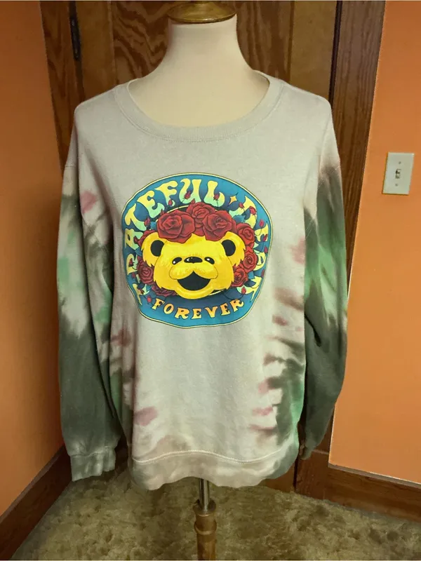 Grateful Dead Grateful Forever Dancing Bear Tie Dye Sweatshirt Large - Image 7
