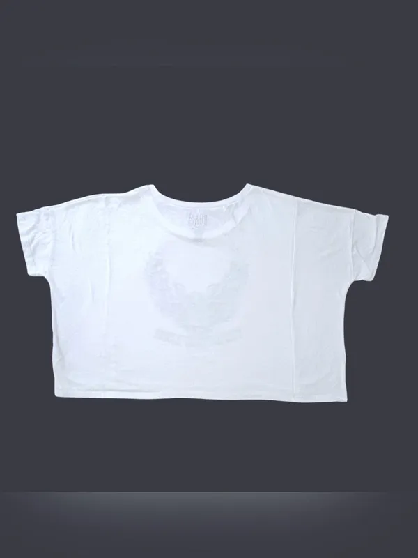 Billabong White Crop Top with Black Eagle Graphic - Image 2