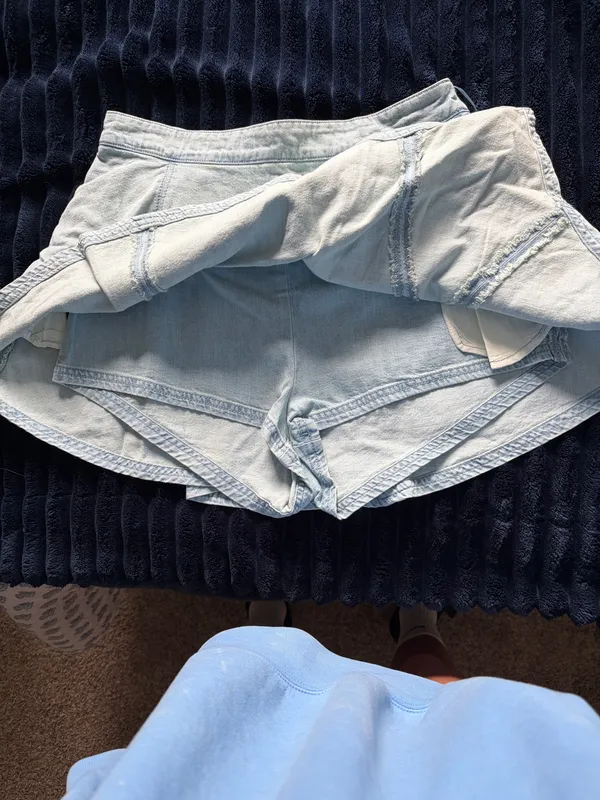 Free People Asymmetrical Denim Skirt Mini - Image 2