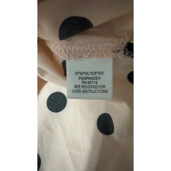 Studio Works Womens Pink Black‎ Polka Dot Button Front Blouse Size L Long Sleeve - Image 4