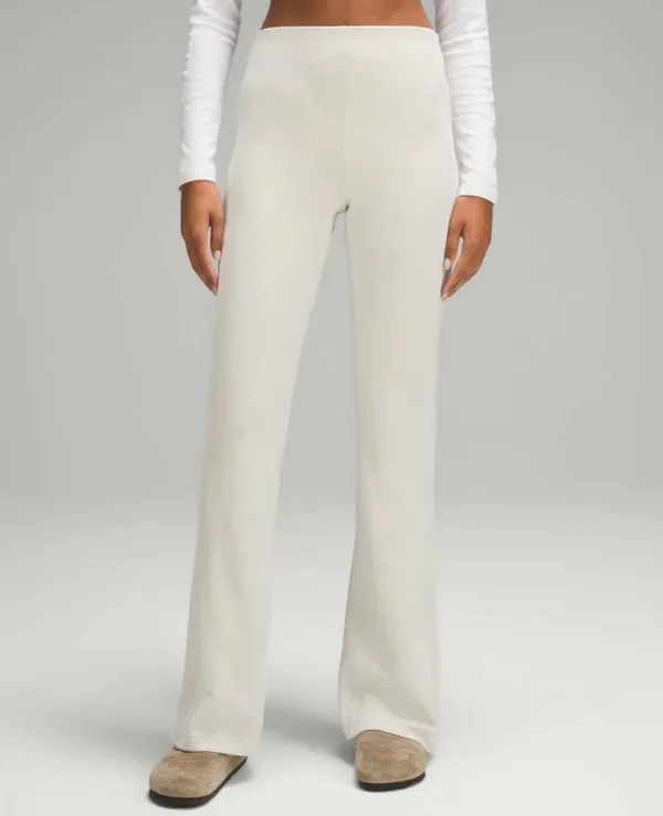 Lululemon Brushed Softstreme Ribbed Zip Flared Pant 32.5" Bone 8 - Image 8
