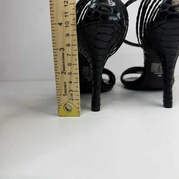 Kelly & Katie brand black‎ strappy high-heeled sandals with a textured finish. 8 - Image 5
