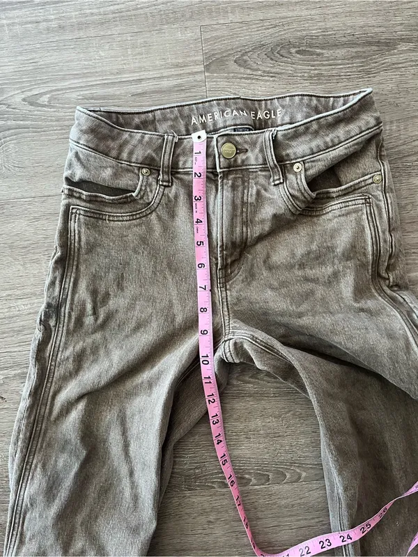American Eagle Stovepipe Jeans Womens 2 Brown Taupe High Rise Straight Stretch - Image 12