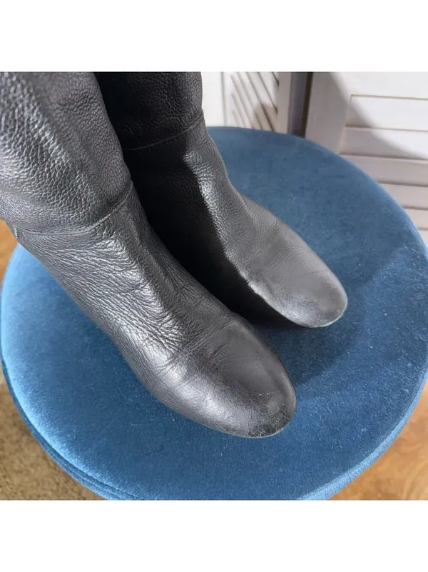 Vintage Pirate Style Knee High Boots Genuine Leather Black Size 7 - Image 5