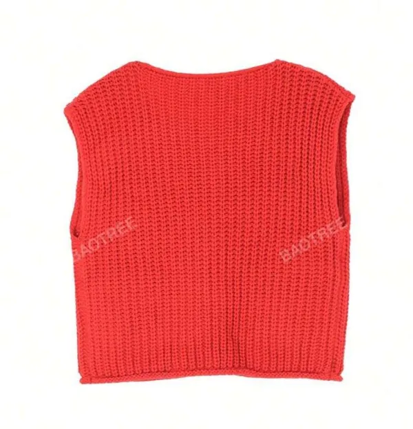 SheIn Red Knit Sweater Vest Top - Image 4
