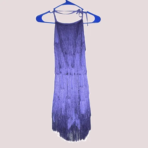NWT Purple‎ Backless Fringe Dress Jumpsuit - XS - Image 4
