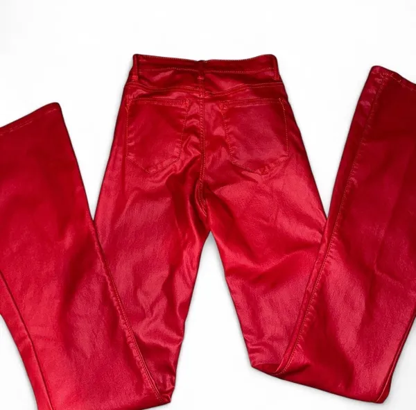 Edikted Pants Leather Flare Red - Image 4
