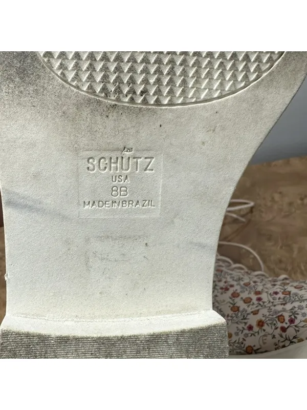 Schutz McKenzie Floral Leather Combat Boots Womens 8B Cream Lace Up Cottagecore - Image 9